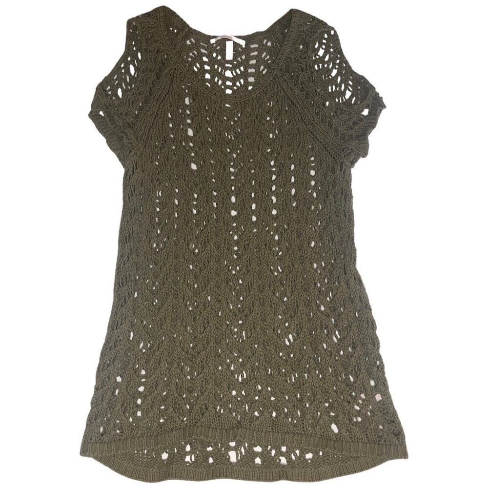 Victoria's Secret Crochet Top Olive Green Shirt Size Small/Petite Vintage